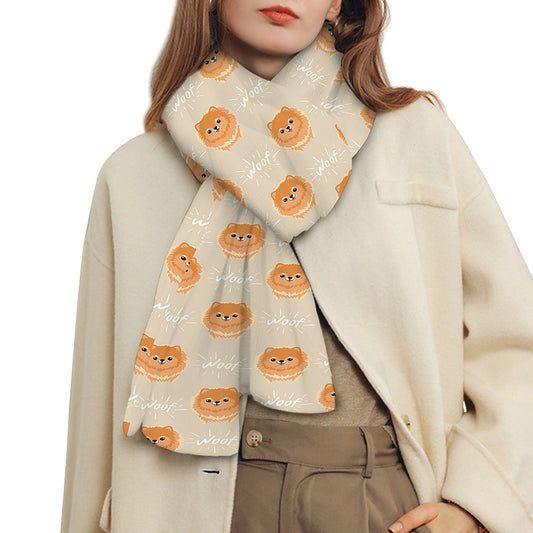 Little Pomeranian Pattern Print Scarf