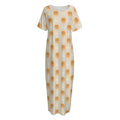 Little Pomeranian Pattern Print Short Sleeve Long Nightdress