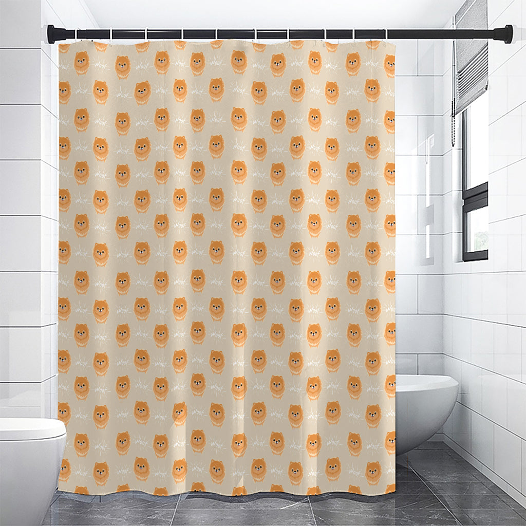 Little Pomeranian Pattern Print Shower Curtain