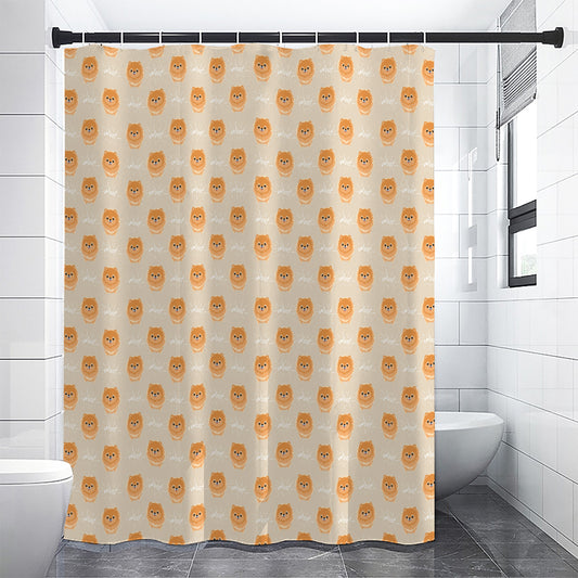 Little Pomeranian Pattern Print Shower Curtain