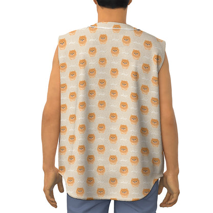 Little Pomeranian Pattern Print Sleeveless Baseball Jersey