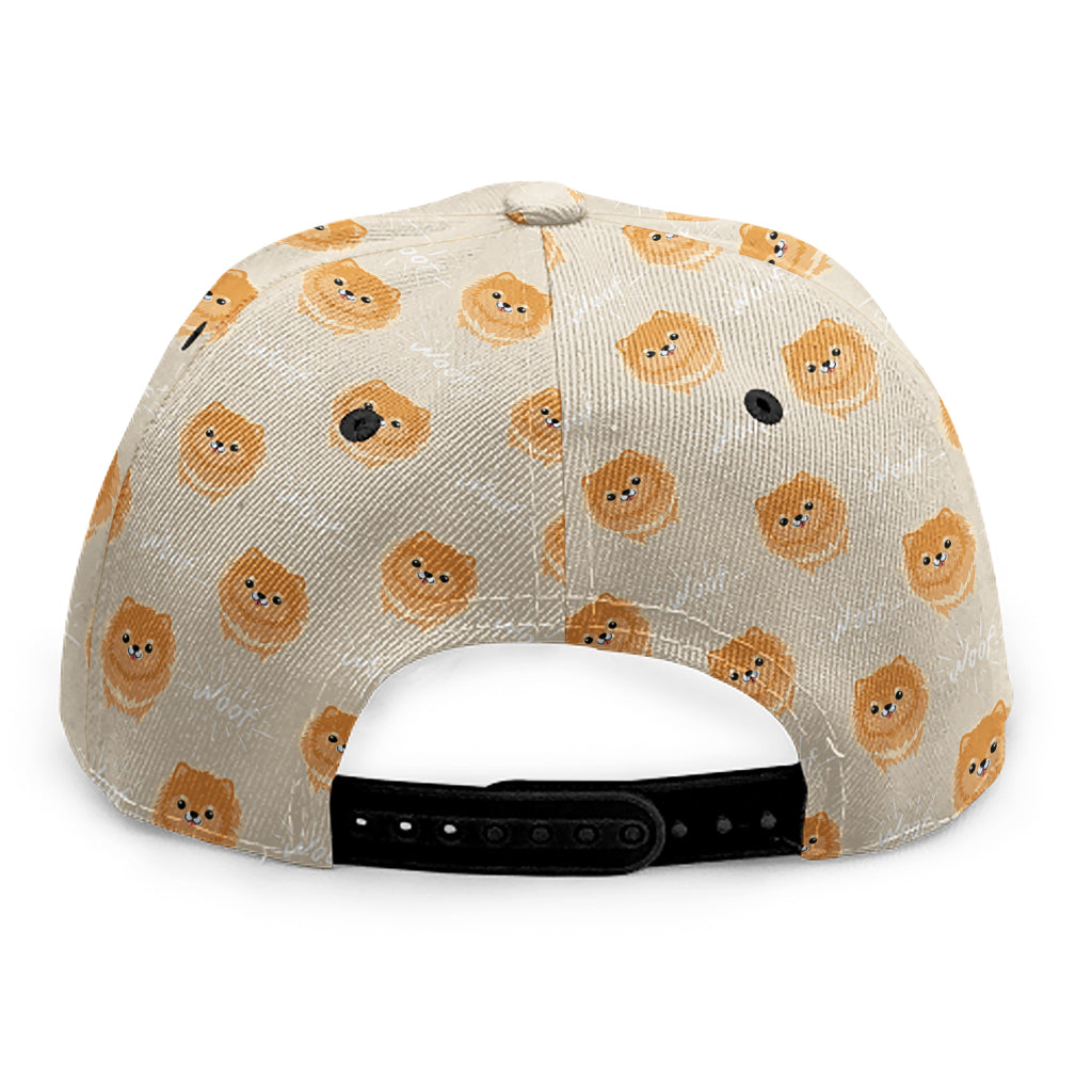 Little Pomeranian Pattern Print Snapback Cap
