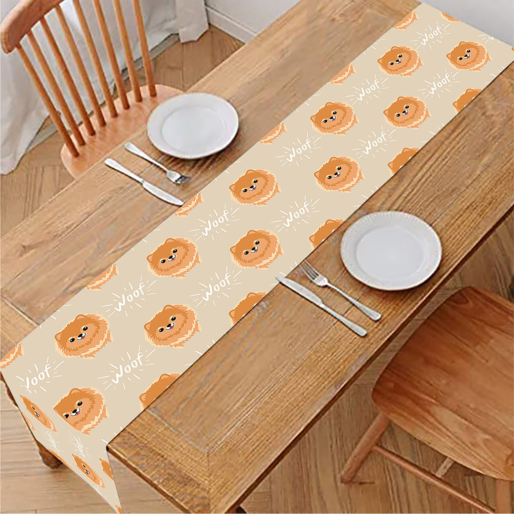 Little Pomeranian Pattern Print Table Runner