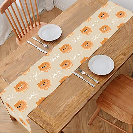 Little Pomeranian Pattern Print Table Runner