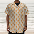 Little Pomeranian Pattern Print Textured Short Sleeve Shirt