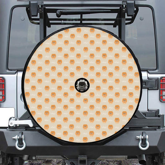 Little Pomeranian Pattern Print Tire Cover With Camera Hole