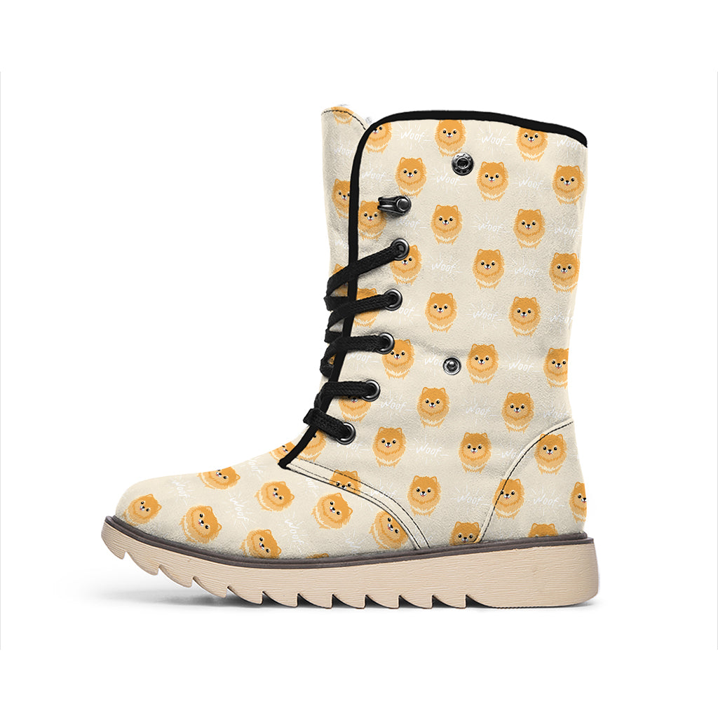 Little Pomeranian Pattern Print Winter Boots