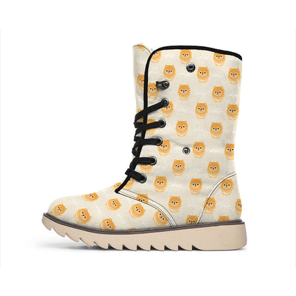 Little Pomeranian Pattern Print Winter Boots