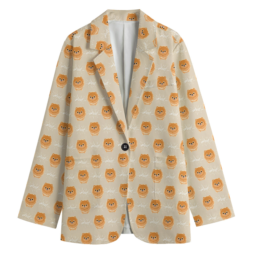 Little Pomeranian Pattern Print Women's Blazer