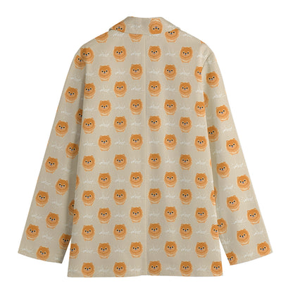 Little Pomeranian Pattern Print Women's Blazer