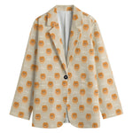 Little Pomeranian Pattern Print Women's Cotton Blazer