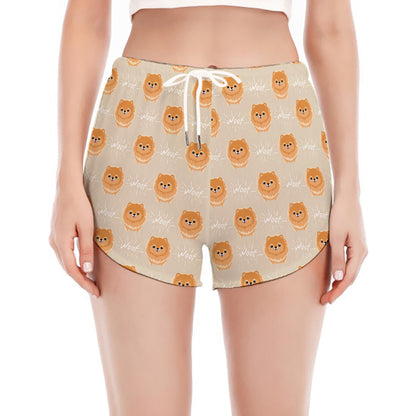 Little Pomeranian Pattern Print Women's Split Running Shorts