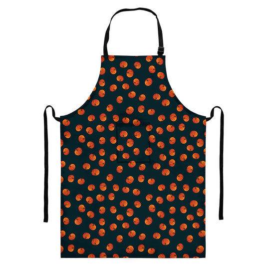 Little Pumpkin Pattern Print Bib Apron With Pocket