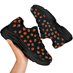 Little Pumpkin Pattern Print Black Chunky Shoes