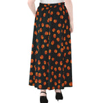 Little Pumpkin Pattern Print Chiffon Maxi Skirt