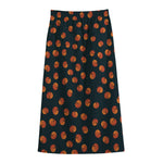 Little Pumpkin Pattern Print Cotton Front Slit Maxi Skirt