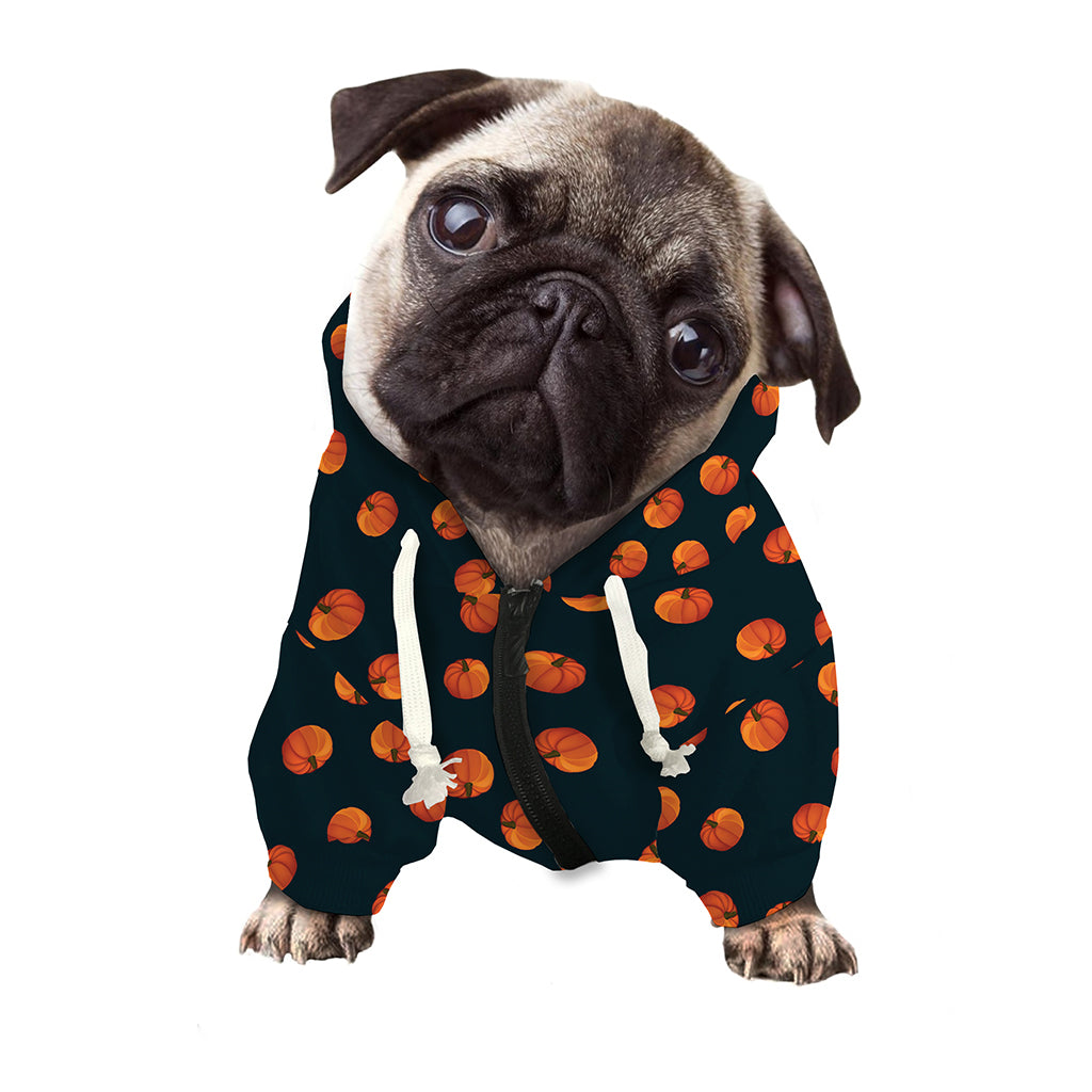 Little Pumpkin Pattern Print Dog Zip Up Hoodie