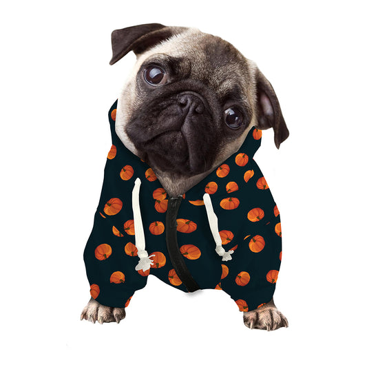 Little Pumpkin Pattern Print Dog Zip Up Hoodie