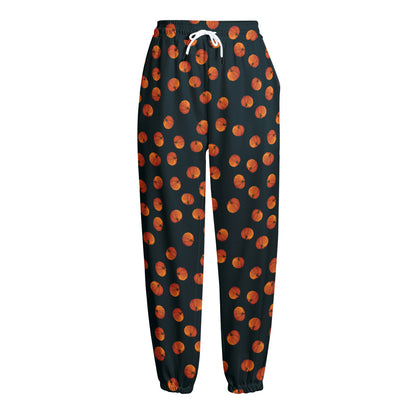 Little Pumpkin Pattern Print Fleece Lined Knit Pants