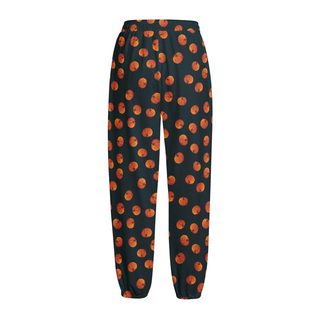 Little Pumpkin Pattern Print Fleece Lined Knit Pants