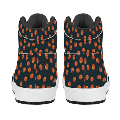 Little Pumpkin Pattern Print High Top Leather Sneakers