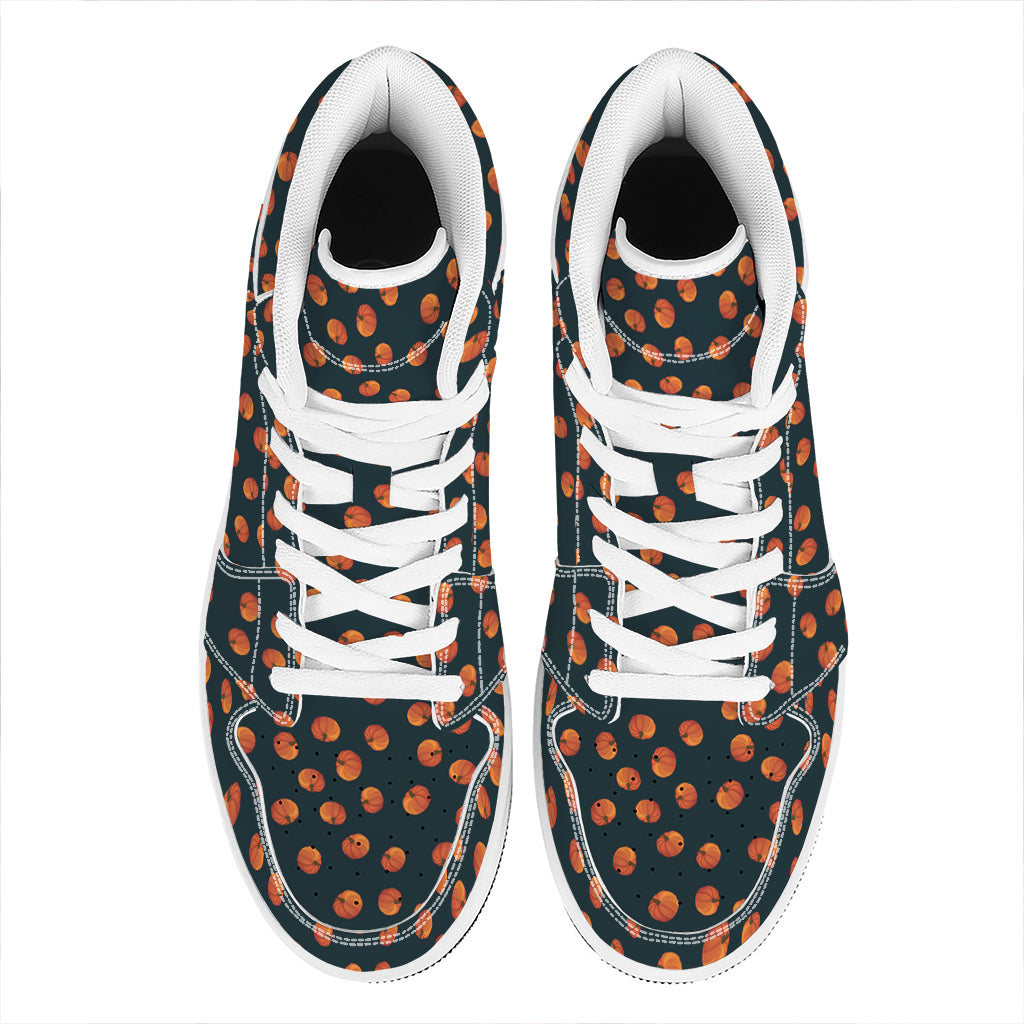 Little Pumpkin Pattern Print High Top Leather Sneakers