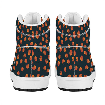Little Pumpkin Pattern Print High Top Leather Sneakers
