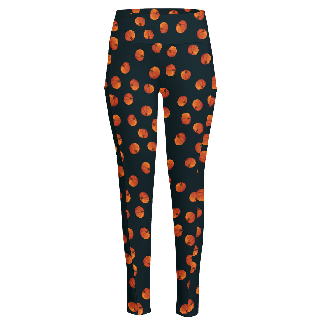 Little Pumpkin Pattern Print High-Waisted Pocket Leggings