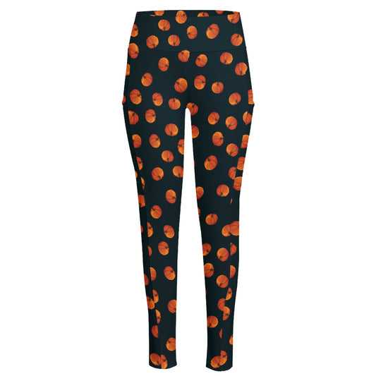 Little Pumpkin Pattern Print High-Waisted Pocket Leggings
