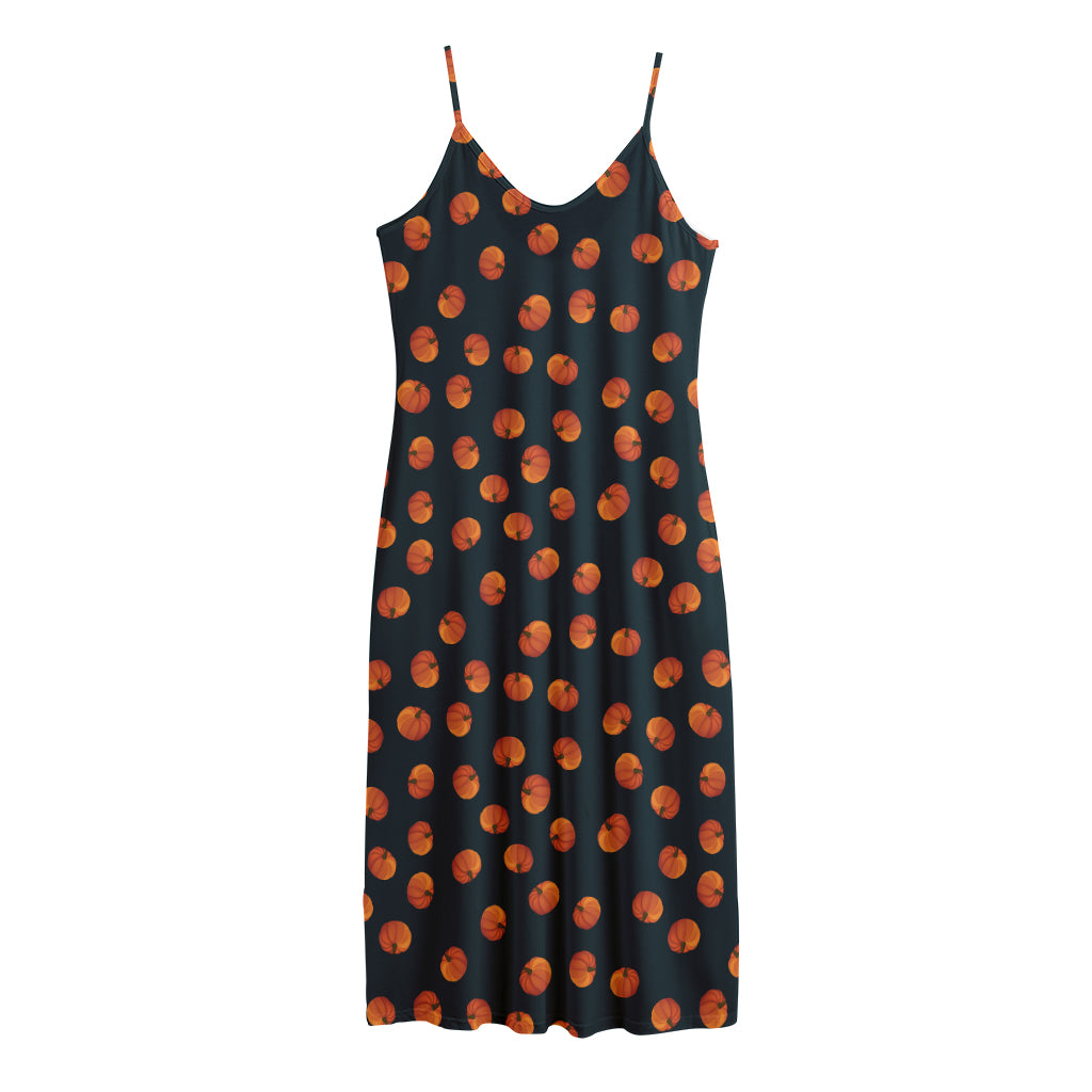 Little Pumpkin Pattern Print Jersey Midi Cami Dress