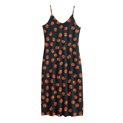 Little Pumpkin Pattern Print Jersey Midi Cami Dress