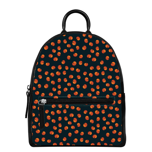 Little Pumpkin Pattern Print Leather Backpack