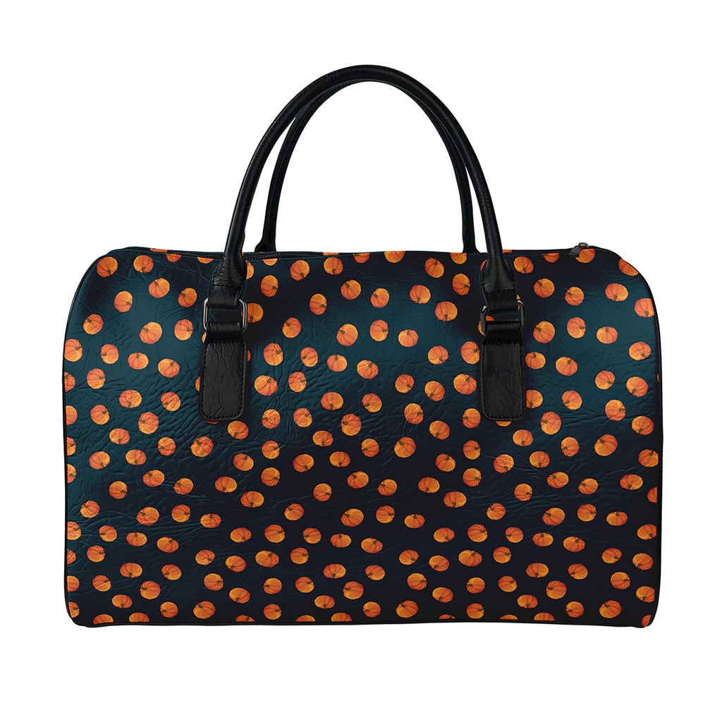 Little Pumpkin Pattern Print Leather Duffle Bag