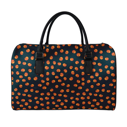 Little Pumpkin Pattern Print Leather Duffle Bag