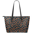 Little Pumpkin Pattern Print Leather Tote Bag With Zipper