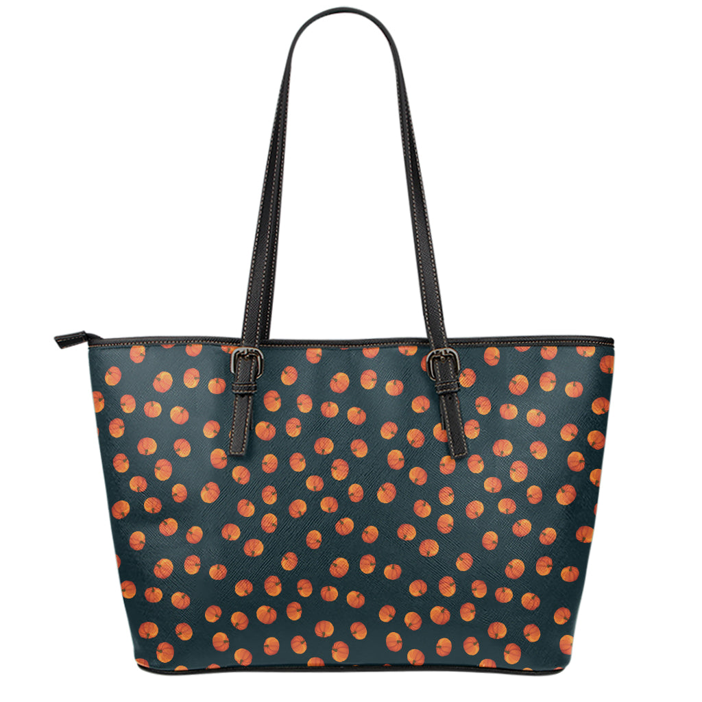 Little Pumpkin Pattern Print Leather Tote Bag