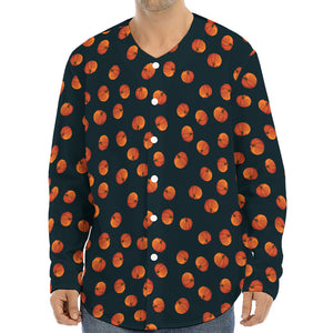 Little Pumpkin Pattern Print Long Sleeve Baseball Jersey