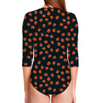 Little Pumpkin Pattern Print Long Sleeve Swimsuit