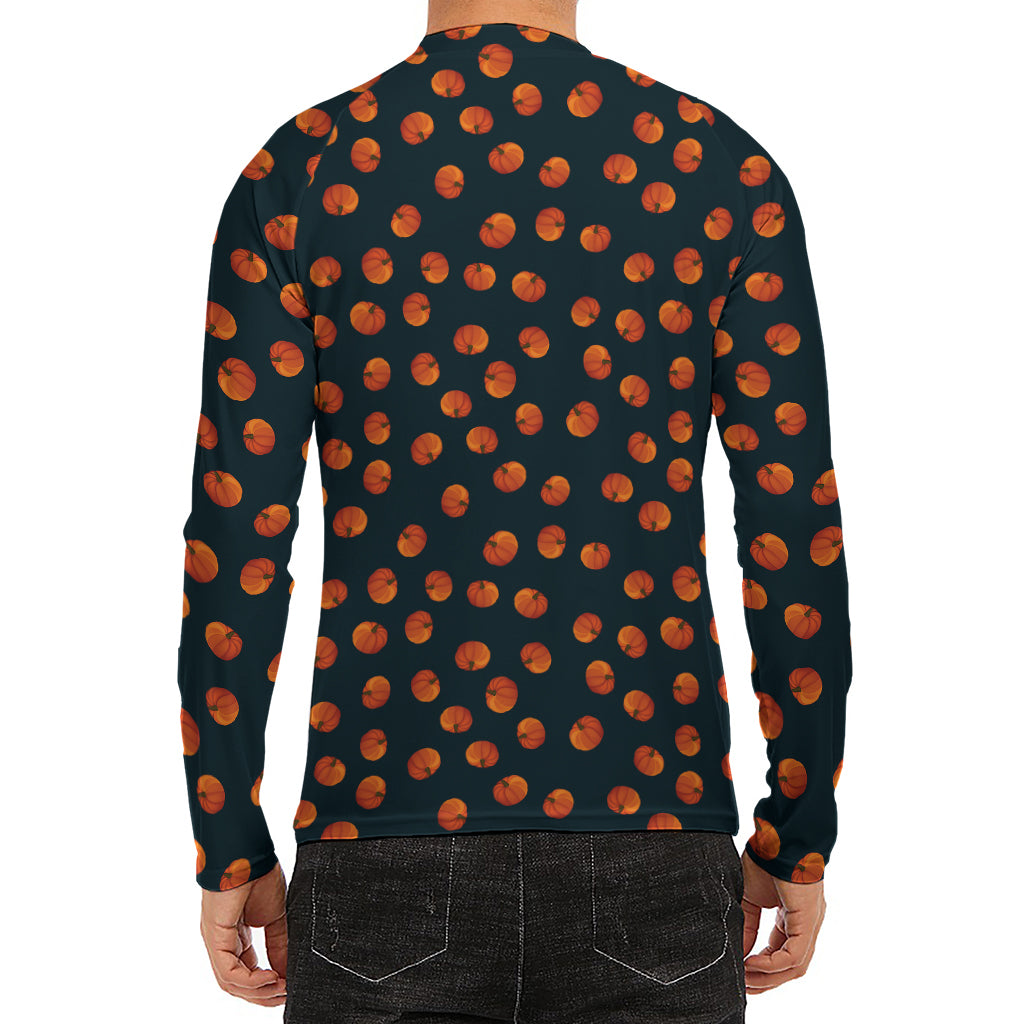 Little Pumpkin Pattern Print Men's Long Sleeve Rash Guard