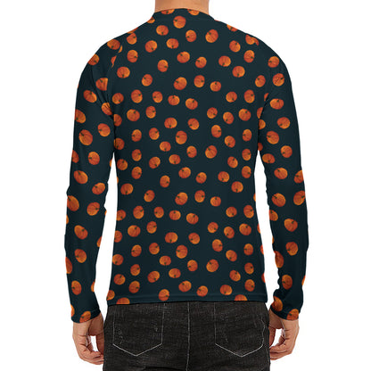 Little Pumpkin Pattern Print Men's Long Sleeve Rash Guard