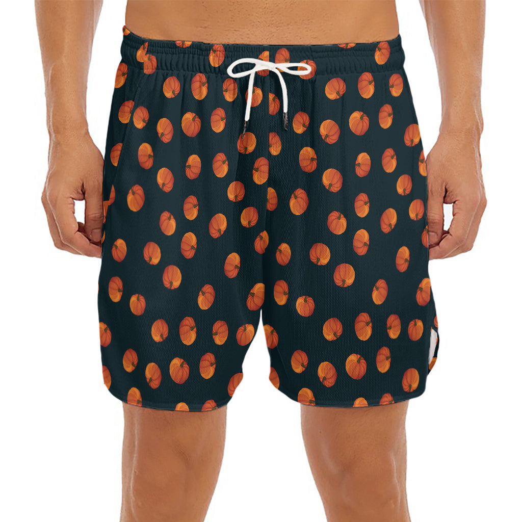 Little Pumpkin Pattern Print Men's Split Running Shorts