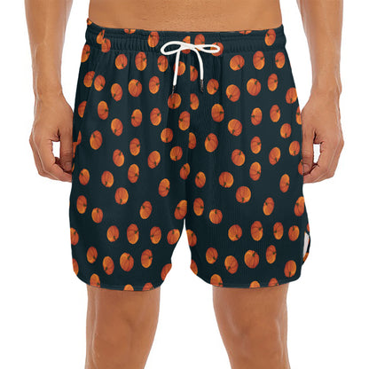 Little Pumpkin Pattern Print Men's Split Running Shorts