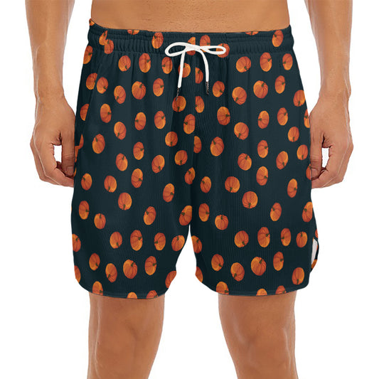 Little Pumpkin Pattern Print Men's Split Running Shorts