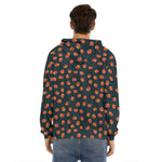 Little Pumpkin Pattern Print Men's Velvet Pullover Hoodie