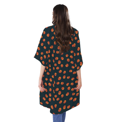 Little Pumpkin Pattern Print Open Front Beach Cover Up