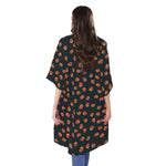 Little Pumpkin Pattern Print Open Front Beach Cover Up