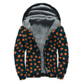 Little Pumpkin Pattern Print Sherpa Lined Zip Up Hoodie