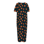 Little Pumpkin Pattern Print Short Sleeve Long Nightdress