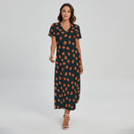 Little Pumpkin Pattern Print Short Sleeve Maxi Dress