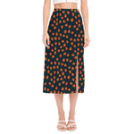 Little Pumpkin Pattern Print Side Slit Midi Skirt